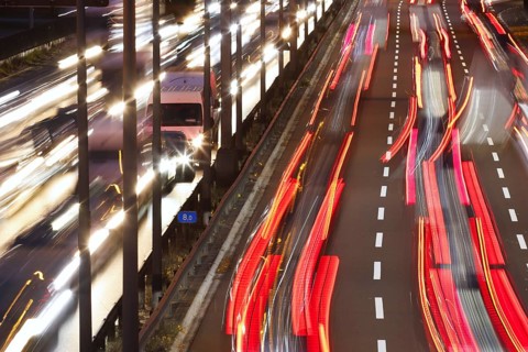 A100 motorway with heavy traffic, Berlin, 18.11.2024 Berlin, Berlin, Germany, Europe