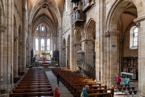 Interior view of the cathedral, nave, Bamberg, Bavaria, Germany, Europe