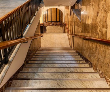 Historic interior design, staircase and corridor in the Hindenburghaus, Großer Burstah 31, Hamburg,