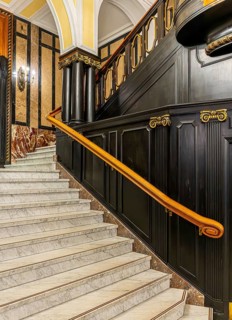 Historic interior design, staircase and corridor in the Hindenburghaus, Großer Burstah 31, Hamburg,