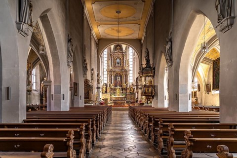 Interior of St Martin's Church in Forchheim, Upper Franconia, Bavaria, Germany, Europe