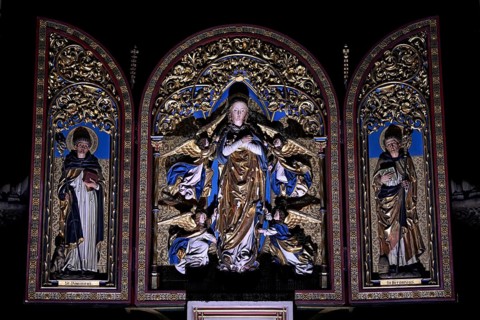 Portrait of a saint in the Gothic cathedral of Saint-Étienne, St Stephen's Cathedral, Metz, Grand