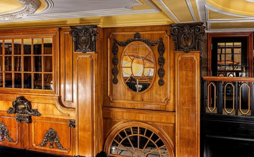 Historic interior design, staircase and corridor in the Hindenburghaus, Großer Burstah 31, Hamburg,
