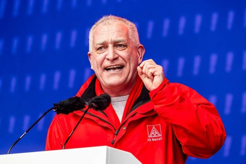 Jürgen Kerner, Second Chairman of IG Metall. IG Metall action day in Stuttgart. Metalworkers fight
