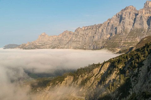 View from the Sustenpass High Alpine Road, close to the lake Steinsee