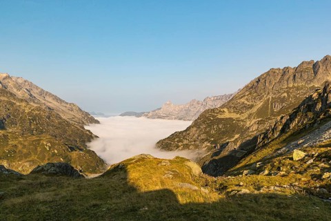View from the Sustenpass High Alpine Road, close to the lake Steinsee