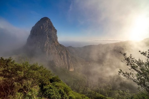 The volcanic rock Roque de Agando, symbol of the island of La Gomera, Canary Islands, Spain, Europe