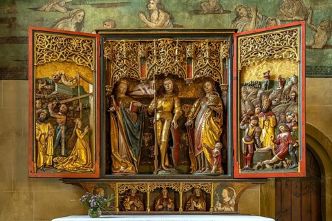 Altar of the Protestant town church in Bad Wimpfen, Kraichgau, Baden-Württemberg, Germany, Europe
