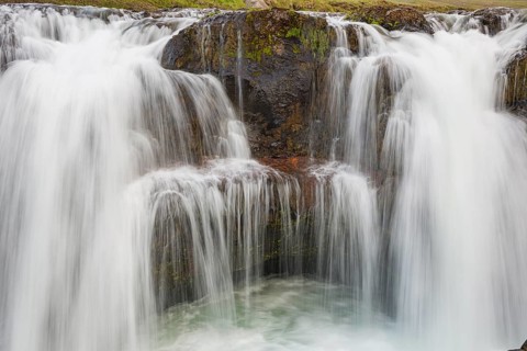 The Kolufossar waterfalls of the river Vididalsa consists of 3 falls the upper fall Efrifoss, in