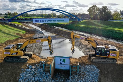 Dinslaken, Voerde, North Rhine-Westphalia, Germany, Inauguration of the new Emscher estuary into