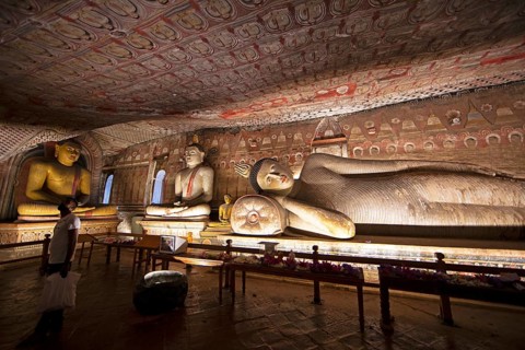 Buddha statues in the Dambulla cave temple, Dambulla, Central Province, Sri Lanka, Asia