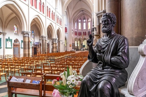 Interior of the Saint Pierre church in Calais, France, Europe