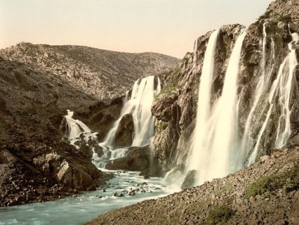 Cascade, near Knin, Dalmatia, Croatia, Austro-Hungary, digitally restored reproduction from a 19th