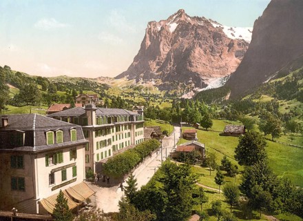 Grindelwald, Hotel Eiger, Bernese Oberland, Switzerland, Historic, digitally restored reproduction