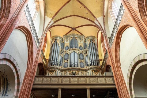 Church organ of the Havelberg Cathedral Sankt Marien, Havelberg, Saxony-Anhalt, Germany, Europe