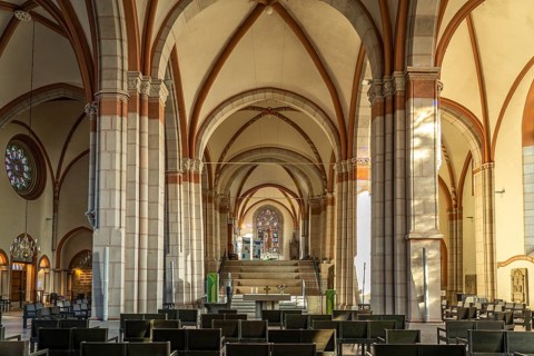 Interior of St Boniface Minster in Hamelin, Lower Saxony, Germany, Europe