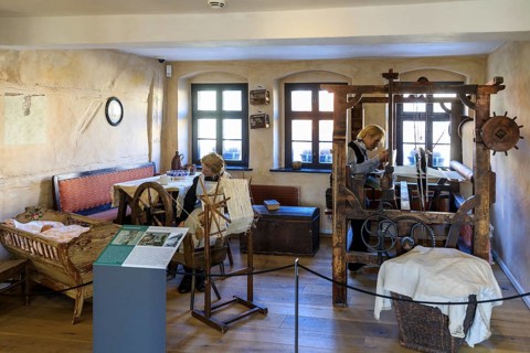 Exhibition room of the Weberstube in the Karl May House, birthplace and museum,