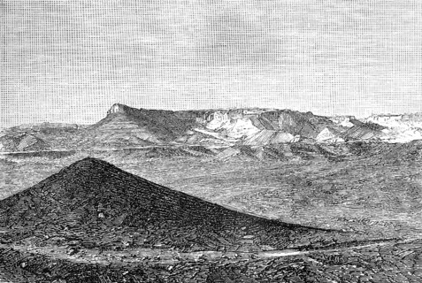 Desert-like mountain landscape Al Farafra in the Egyptian Sahara, stone desert, Hammada,