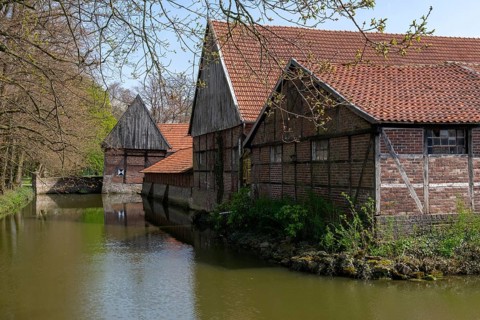 Historic Gräftenhof Haus Runde, Billerbeck, Münsterland, North Rhine-Westphalia, Germany, Europe