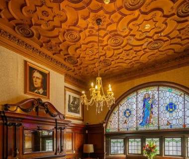 Grade 1 listed interior of the Philharmonic Dining Rooms public house, Hope Street, Liverpool,