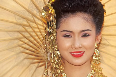 Thai woman smiling, Flower festival, Chiang Mai, Thailand, Asia