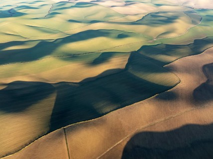 Farmland in the Campiña Cordobesa, the fertile rural area south of the town of Córdoba. Aerial view