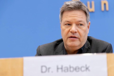 Dr Robert Habeck (Federal Minister of Economics) at the press conference of Bündnis 90 / Die Grünen