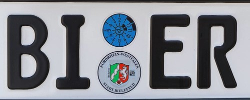 Symbolic image, licence plate, word BIER, Germany, Europe