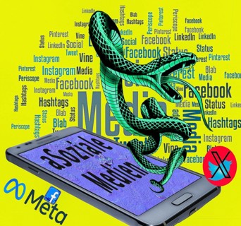 Symbolic image, poisonous snake as (a) Social media, mobile phone, smartphone, socialmedia, Elon