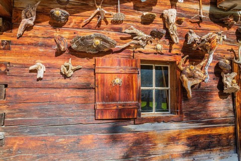 Traditional farmhouse at the Eng mountain pasture. Nature conservancy area Grosser Ahornboden