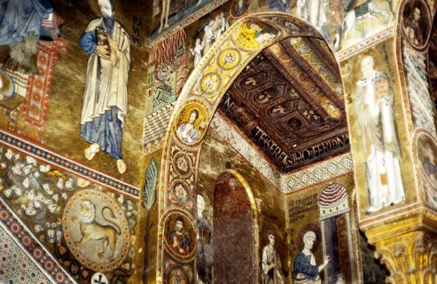 Byzantine wall paintings, The Palatine Chapel in the Norman Palace, Palermo, Sicily, Italy, 1999,