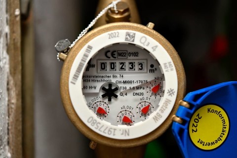 Water meter, building services, Stuttgart, Baden-Württemberg, Germany, Europe