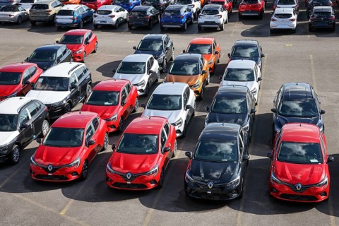 Duisburg, North Rhine-Westphalia, Germany, new cars, transhipment centre, car terminal in Duisburg