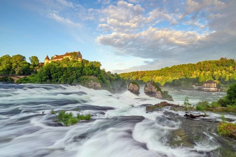 Rhine Falls with Laufen Castle, Neuhausen, Canton Schaffhausen, Switzerland, Europe