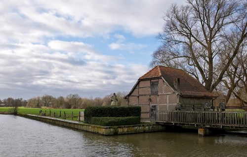 Prince-Bishop's corn water mill in Nienborg, Heek, Münsterland, North Rhine-Westphalia, Germany,