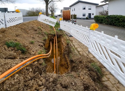 Rheinbach, North Rhine-Westphalia, Germany - Internet broadband expansion, construction site for