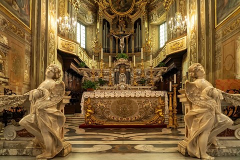 Angels in the interior of the Basilica of San Biagio in Finalborgo, Finale Ligure, Riviera di