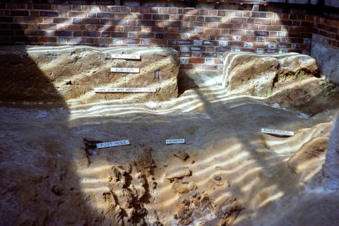 Archaeological excavation of a Mesolithic pit dwelling, Abinger, Surrey, England, UK 1980