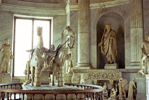 Chariot sculpture Hall of the Chariot, interior of the Vatican, Rome, Italy 1974