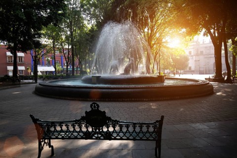 Mexico, Beautiful colonial and colorful Coyoacan Streets near Mexico City, Central America