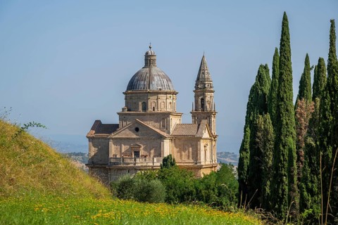 San Biagio Renaissance Church in summer, architect Antonio da Sangallo, Montepulciano, Tuscany,