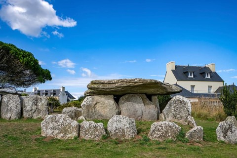 Pors Poulhan, Brittany, France - Dolmen tomb, Allée couverte de Pors Poulhan, the megalithic site