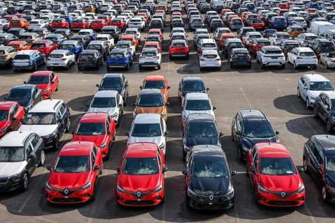 Duisburg, North Rhine-Westphalia, Germany, new cars, transhipment centre, car terminal in Duisburg