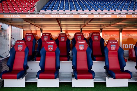 bench, bench, empty, logo, Recaro, seats, Voith-Arena, Heidenheim, Baden-Württemberg, Germany,