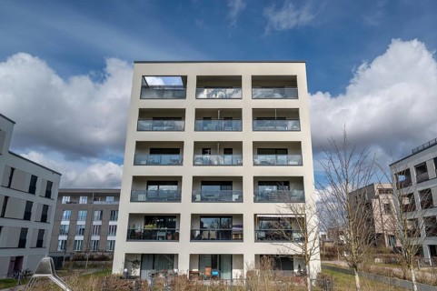 Modern residential building in the new Hubland residential area, built on the site of the former