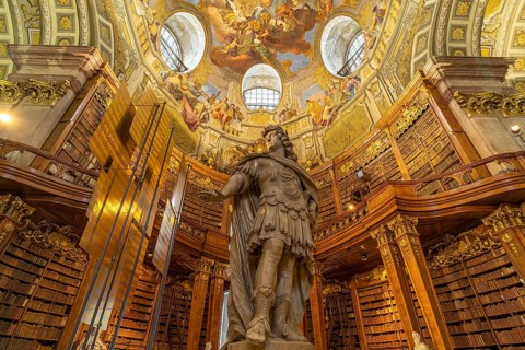 Statue of Emperor Charles VI by Peter and Paul Strudel, State Hall of the Austrian National Library