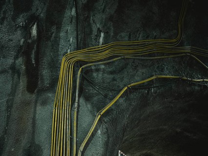 Cable in the tunnel section of construction lot H41, Brenner Base Tunnel, Zenzendorf, Tyrol,
