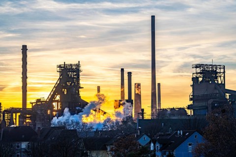 Blast furnace Schwelgern 1 and 2, ThyssenKrupp Steel Schwelgern plant in Duisburg-Marxloh is part