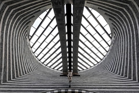 Chiesa di San Giovanni Battista, interior view, architect Mario Botta, Mogno, near Fusio,