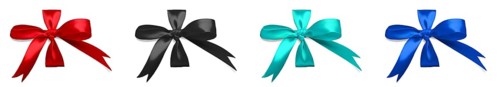 Set of silk ribbon tied in a bow ready for your present isolated on a white background